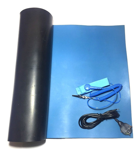 Manta Anti Estática Azul Esd 80x40cm + Cordão + Pulseira