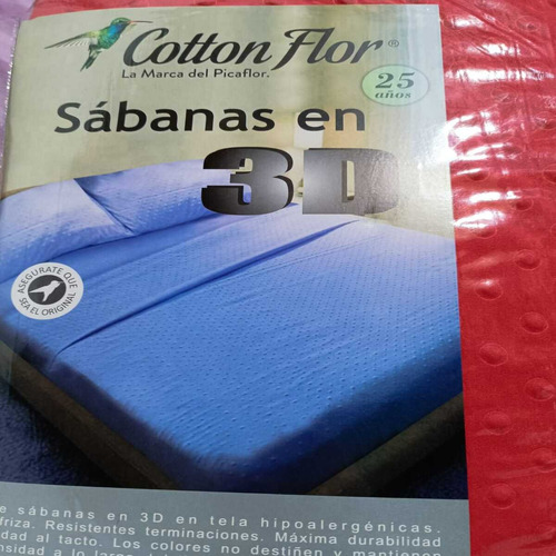 Juego De Sábanas Cotton Flor 3d 2 Plazas Sommier 225x245cm