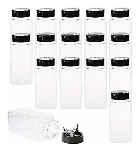 Tosnail 16 Pack 17 Fluid Oz Clear Plastic Spice Jars Spice C