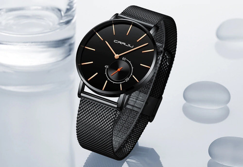 Relógio Masculino Casual Luxo Ultra Fino Funcional Metálico