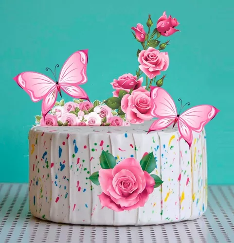 10 pçs roxo rosa borboleta bolo decoração feliz aniversário bolo