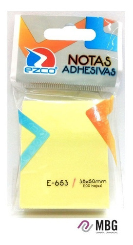 Notas Adhesivas Ezco E-653 38x50mm Amarilla 100 Hojas