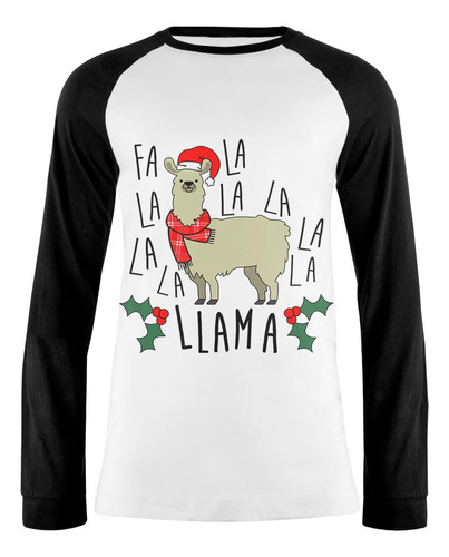 Christmas Fa La Llama Camiseta Raglán De Manga Larga Para Ho