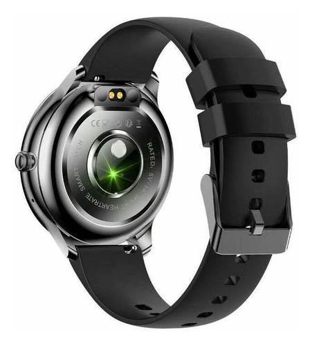 Smartwatch Colmi Serie V V33 1.09" caja 41.5mm negra, malla negra de silicona deportiva y bisel plata