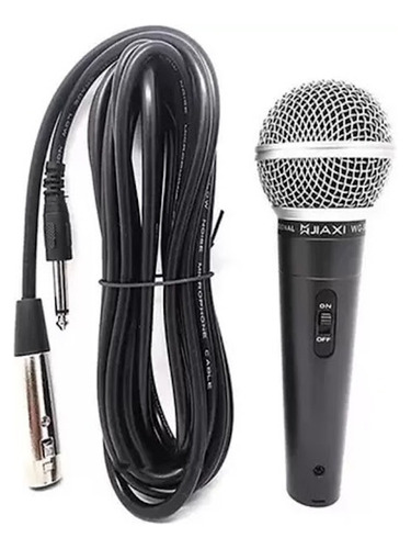 Microfone Jiaxi Wg-58 Dinâmico Profissional Com Cabo Cor Preto