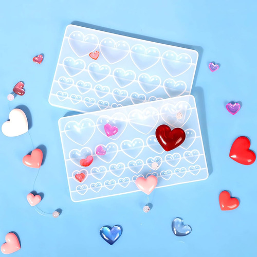 Szecl 2 Moldes De Silicona Con Forma De Corazón De 25 Cavida