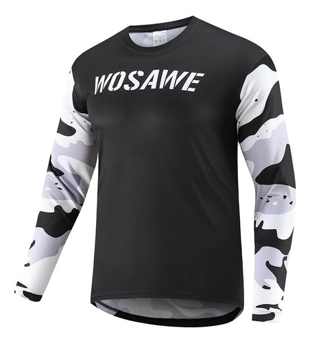 Camiseta De Ciclismo Wosawe Para Mtb Y Motocross Negro