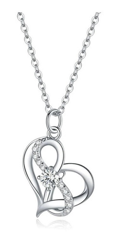 Collar Mujer Corazón Infinito Amor Fabricado En Plata 925 