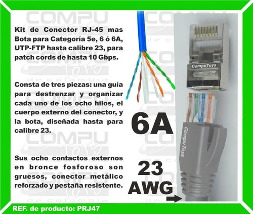 Imagen 3 de 6 de Plug Rj-45 Modular+ Bota Cat-6a Ftp Ref: Prj47 Computoys Sas