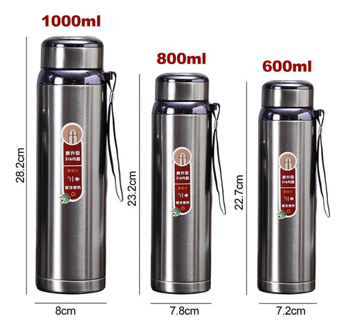 Botella De Térmica Agua Acero Inoxidable Camping 800ml