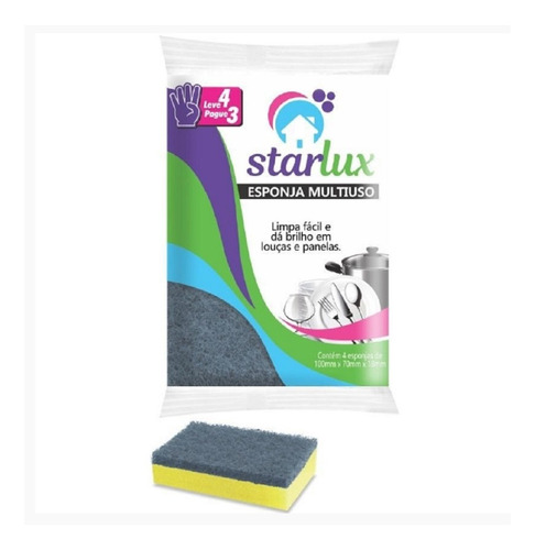 Starlux Limpeza Esponja Multiuso Limpa Facil Pague 4 Leve 3