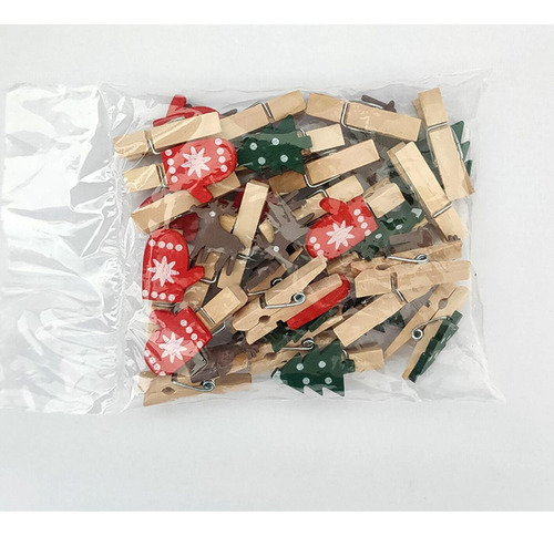 Ml 24x Clips De Madera Navideños, Soporte Para Fotos De