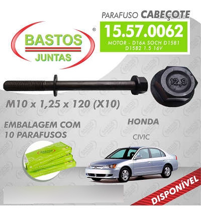 Parafuso Cabecote Honda Civic 1.5/1.6 16v 91/00