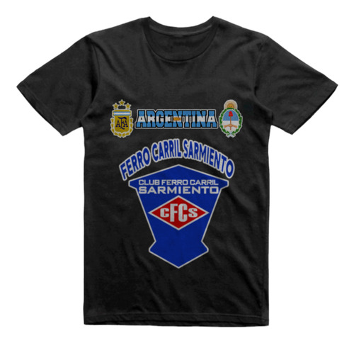 Remera Infantil Negra Ferro Carril Sarmiento Trenque Lauquen