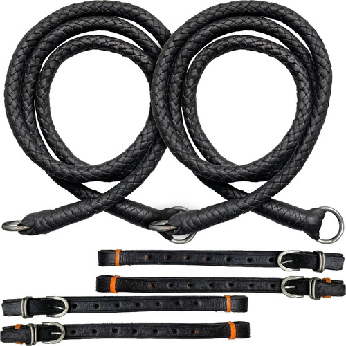 Kit Conjunto 2 Rédeas Cabeçada Couro Arreio Vaquejada