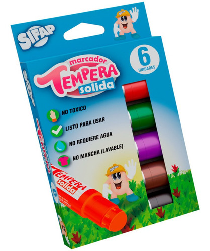 Tempera Solida Sifap Colores Clasicos Pack X 6 Unidades