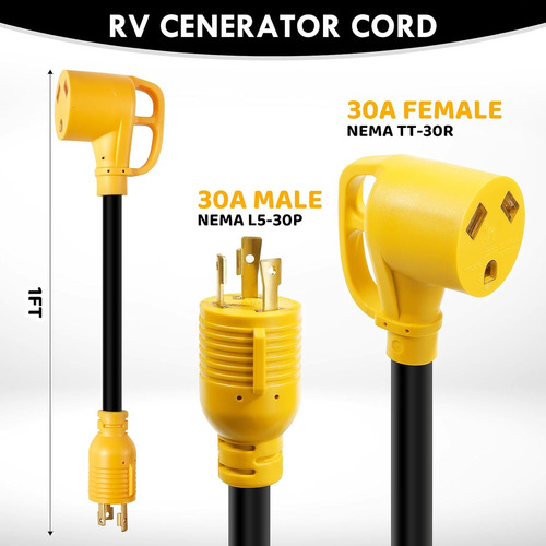Cable Adaptador Rv 30a Nema L5-30p A Tt-30r Bloqueo Giratori