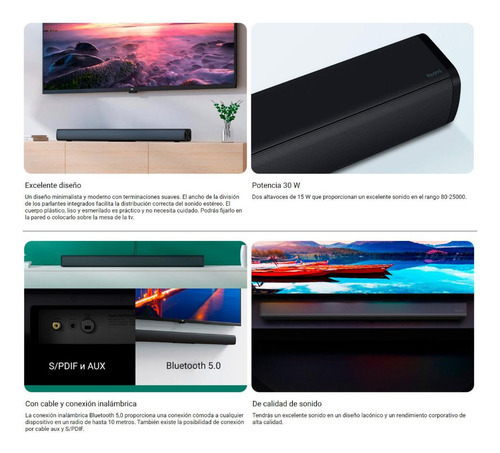 Imagen 8 de 9 de Barra Sonido Xiaomi Redmi Tv 30w Bluetooth Aux Y S/pdif Loi