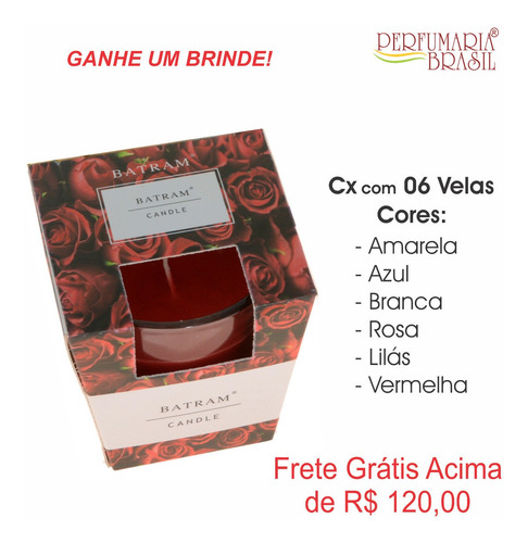 Caixa Com 6 Velas Aromaticas - Vidro - Batram Candle