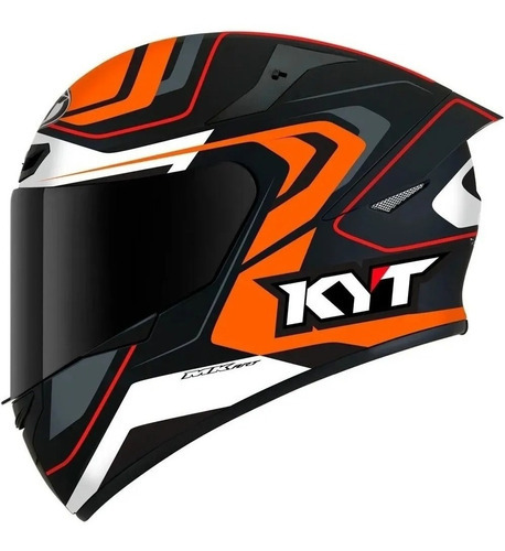 Capacete Kyt Tt Course Overtech Preto Laranja Orange Tamanho do capacete 61(XL)