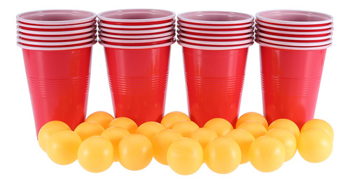 El Juego De Beer Pong Incluye 24 Tazas Rojas Y Pelotas De Pi