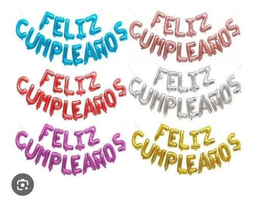Globos Metalizados Feliz Cumpleaños Multic-plata-dorado Dorado Letras
