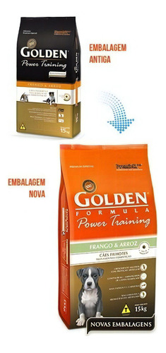 Alimento Golden Premium Especial Formula Power Training para cão filhote sabor frango e arroz em sacola de 15kg