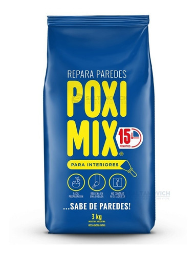 Imagen 3 de 4 de Pegamento Poximix Interior 3kg Mezcla Adhesiva Base De Yeso