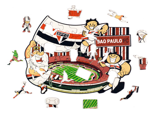 Quebra-cabeça São Paulo Fc Kids 50 Peças De Madeira - Puzi