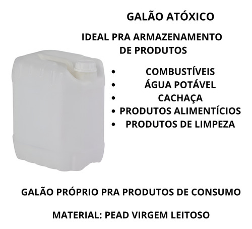 10 Galão Água Bombona Combustível 20l Com Tampa Rosqueável
