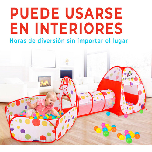 Juego Infantil 3 En 1 Alberca De Pelotas, Túnel Y Casita Azul