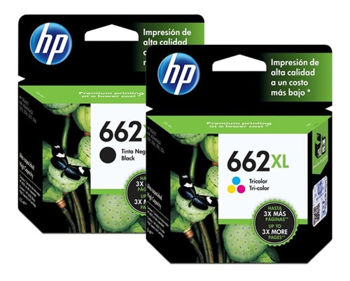 Combo 2 Cartuchos Hp 662xl Negra+662xl Tri Color/hp Deskjet