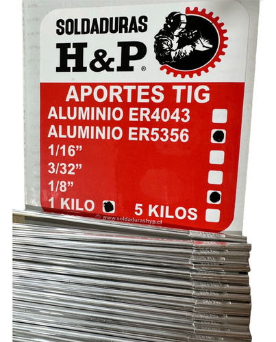 Aporte Tig Aluminio 5356 3/32 (2.4mm)  5 Kilos