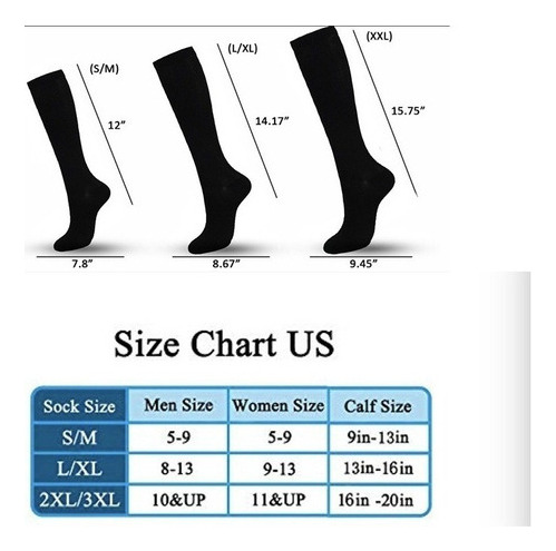 6 Pares De Calcetines De Compresión Para Varices 30-40 Mmhg