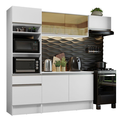 Cozinha Completa Madesa Diamante Com Armário, Balcão E Tampo Cor Branco