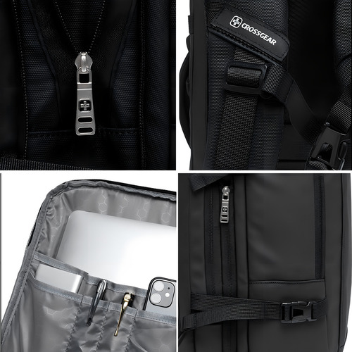 Mochila Faculdade Resistente Bolsa Viagem Espaçosa Cor Preto Desenho Do Tecido Liso