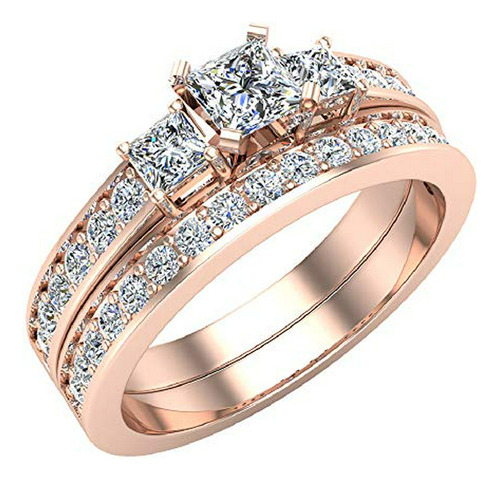 Anillo Boda Mujer Princesa 14k 1.06 Ct