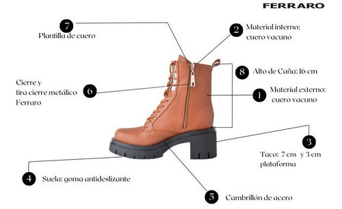 Imagen 10 de 10 de Borcegos De Cuero Con Cordones De Mujer - Broth - Ferraro