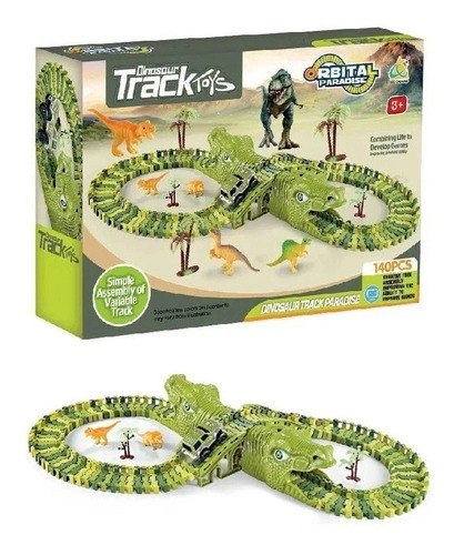 Pista Flexible Dinosaurio Con 1 Auto 6 Dinos 140 Pcs Orig. 