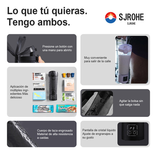 Exprimidor Licuadora Mini Recargable Usb Sjrohe® Batidora Eléctrica Portátil Para Proteína En Polvo Y Jugos Naturales Y Vida Saludable Exprimidor Compacto Sin Bpa Perfecto Para Gym Oficina Y Viajes