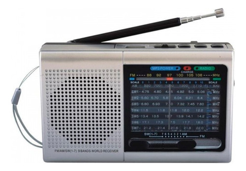 Radio Portatil Am-fm 9 Bandas Recargable Usb Bluetooth + Mp3
