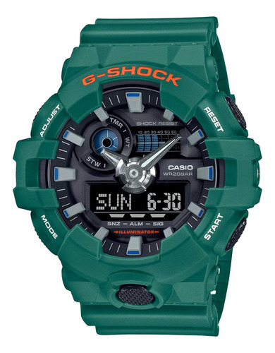 Reloj Hombre Casio Ga-700sc-3adr G-shock Color de la correa Verde oscuro Color del bisel Verde oscuro Color del fondo Negro