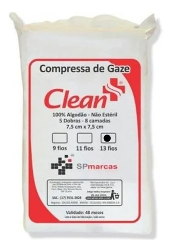 Compressa De Gaze - 9 Fios  - Clean