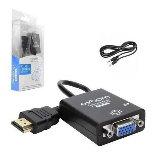 Cabo Conversor Hdmi Macho Para Vga Fêmea Com Áudio 15cm