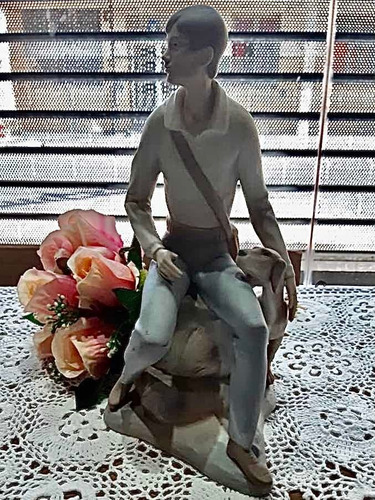 Campesino Con Su Perro Figura Porcelana Made In Spain 28 Cm