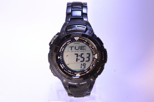Reloj Casio Prg 80yt Triple Sensor Solar Titanio Negro Negro Negro Gris