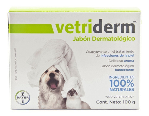 Jabon Vetriderm Dermatologico Perros Y Gatos Bayer 100gr