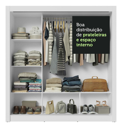 Guarda-roupa Casal 3 Portas Com Espelhos Nobre Madesa B Cor Branco