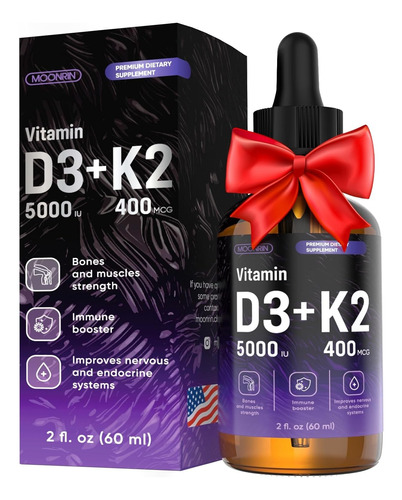 Vitamina D3 + K2 Mk7 Con Omega 3 En Gotas Liquido 60 Ml