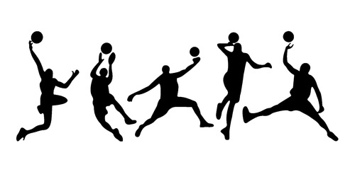 Adesivo De Parede - 5 Jogadores Basquete Esporte 120x39cm